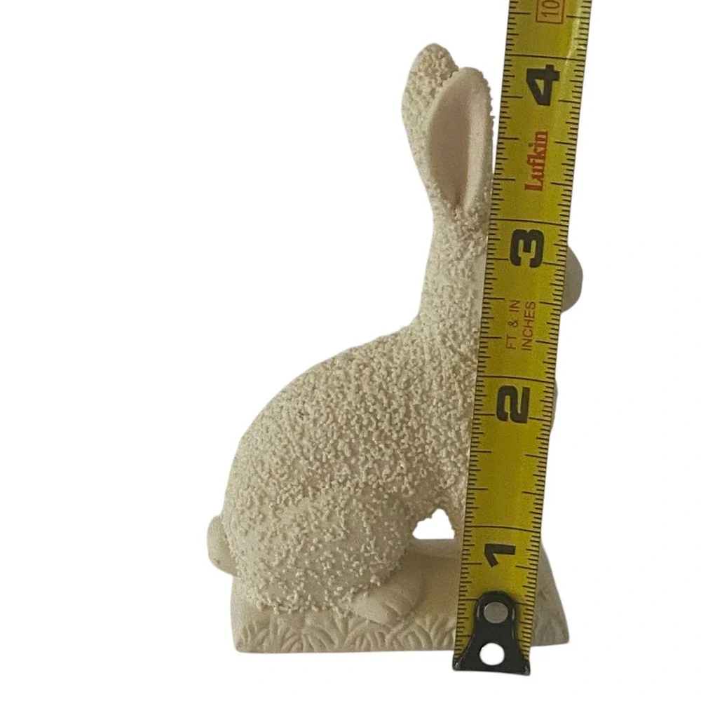 Vtg Dept 56 Textured Bunny Rabbit‎ Bisque Figurine White 1990 Easter Spring 4